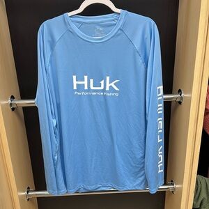 Men's HUK Vented Pursuit Sky Blue Long Sleeve Shirt Size XL